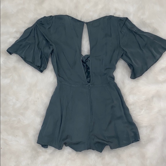 Silk sage green romper (S) - Picture 2 of 3